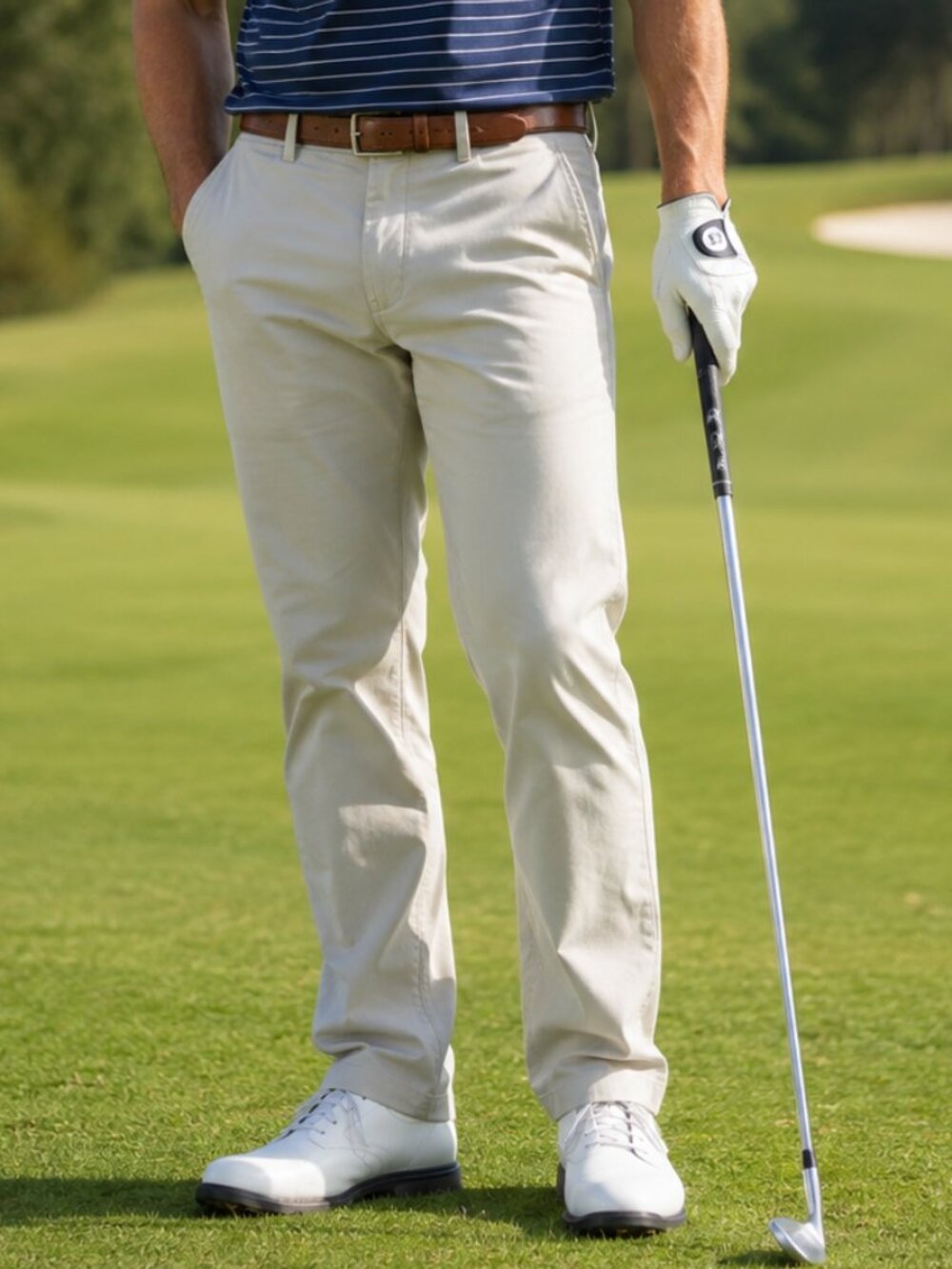 Greg Norman Men's Cream Stretch Five-Pocket Golf Performance Pants Size 40 X 29"